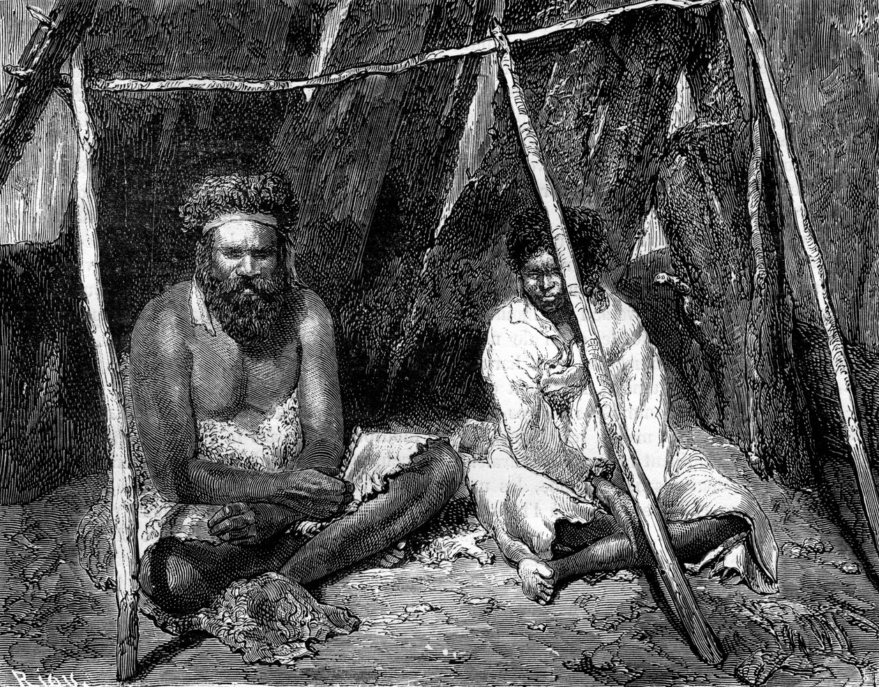 Australiska aboriginer, 1886. av Edouard Riou