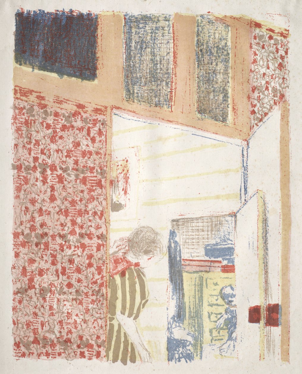 Interiör med rosa tapet III av Edouard Vuillard