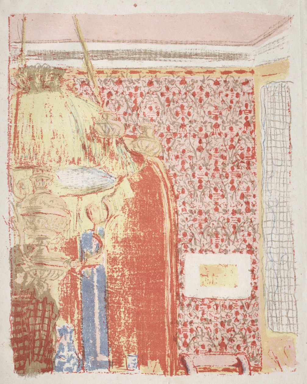 Interiör med rosa tapet II av Edouard Vuillard