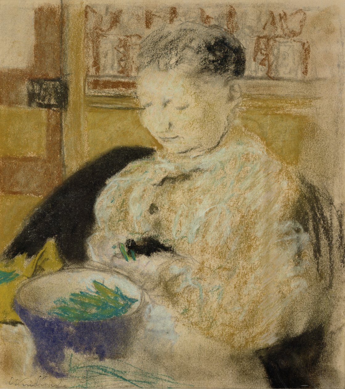 Madame Vuillard Podding Peas, 1905 av Edouard Vuillard