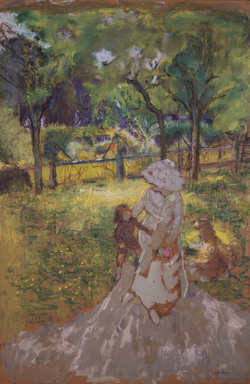 Mor och barn i trädgården av Edouard Vuillard