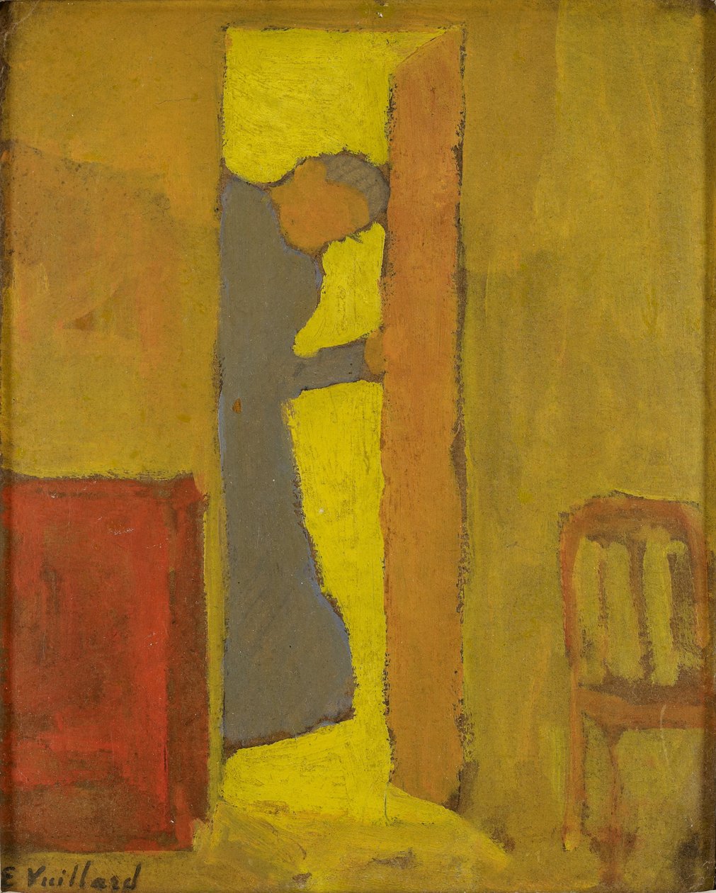 Konstnärens mamma öppnar en dörr av Edouard Vuillard