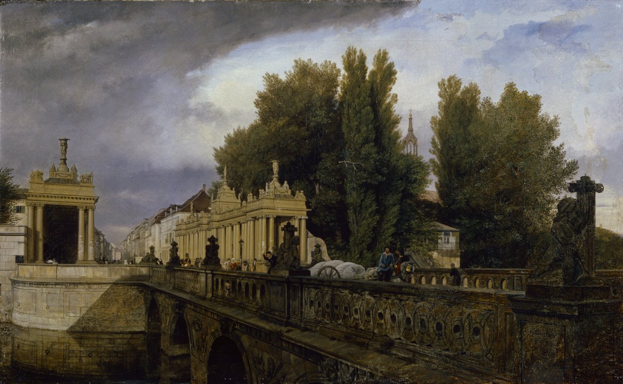 Konigsbrucke på Konigsstrasse, Berlin, 1835 av Johann Philipp Eduard Gartner