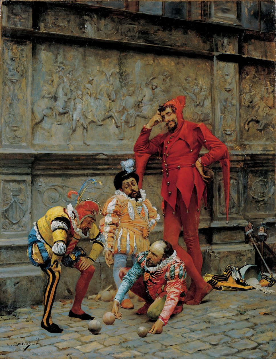 Gycklare som spelar Cochonnet, 1868 av Eduardo Zamacois y Zabala