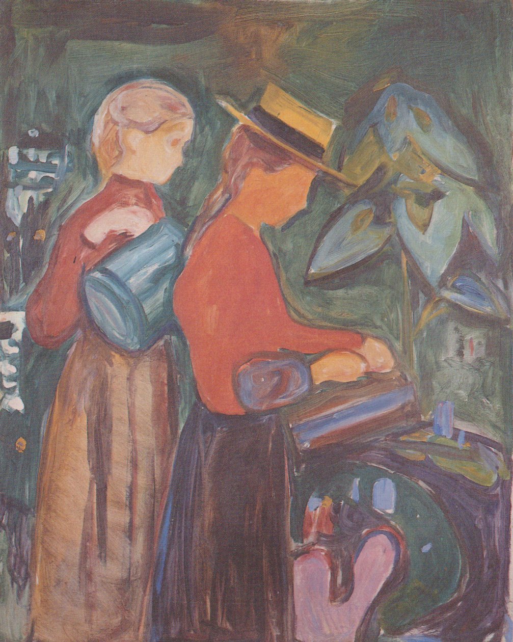 Mädchen beim Blumengießen  av Edvard Munch