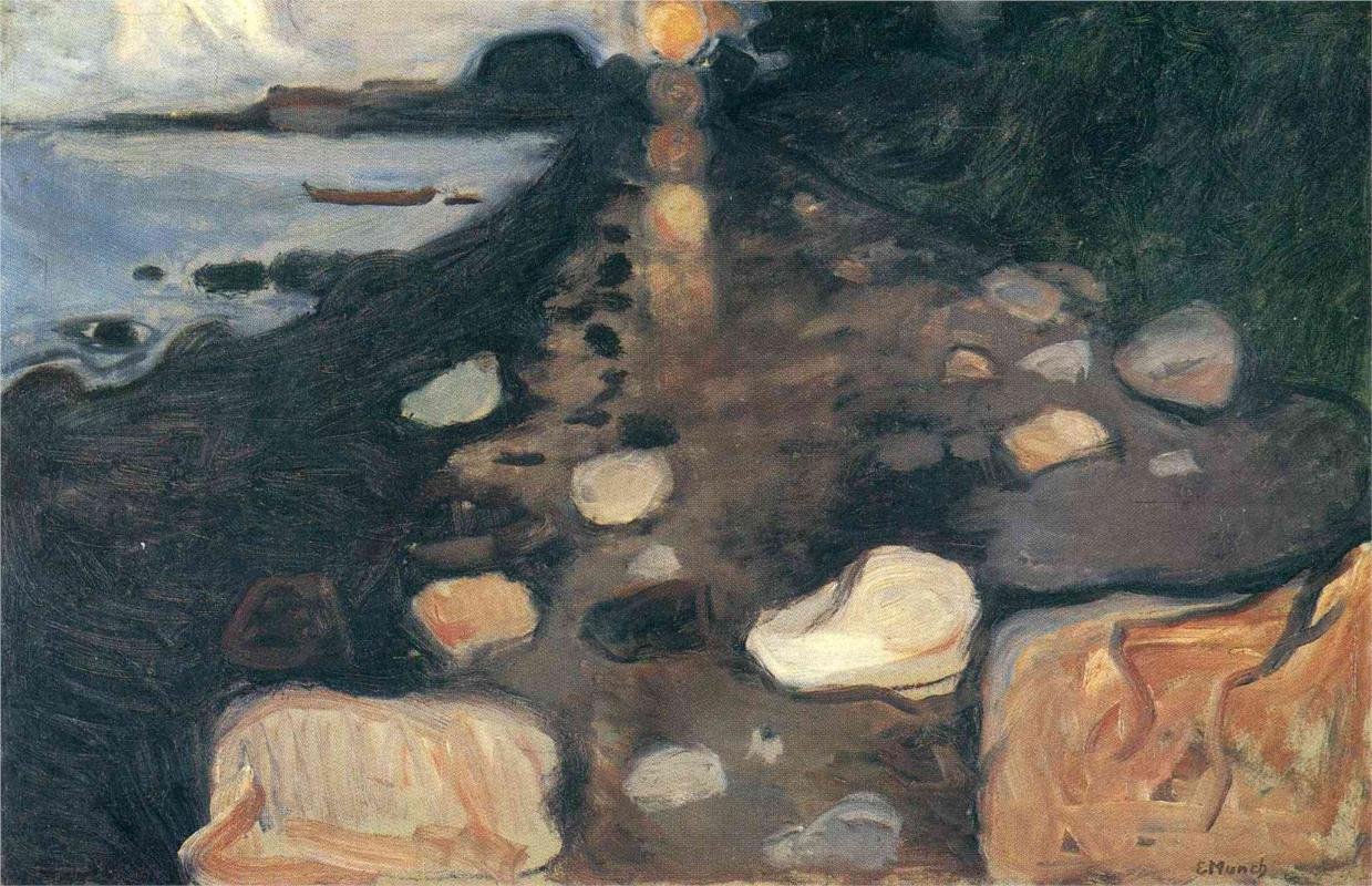 Moonlight on the Beach  av Edvard Munch