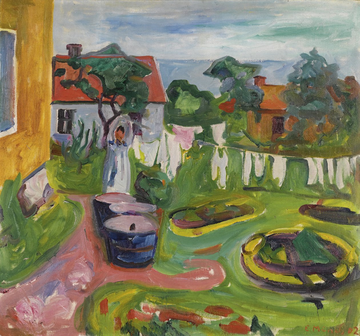 Kläder på linje i Åsgårdsstrand, 1902 av Edvard Munch