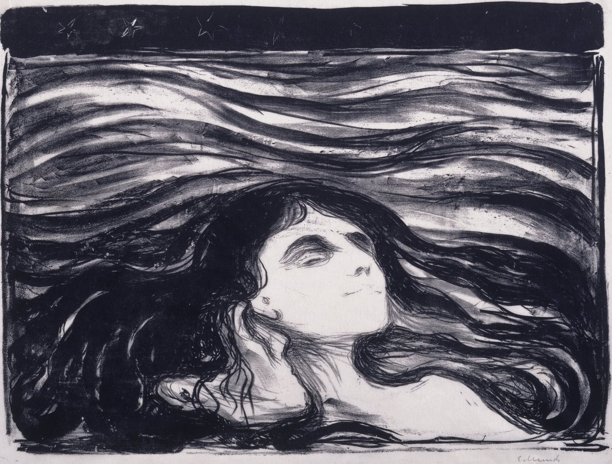 Älskare i vågorna av Edvard Munch