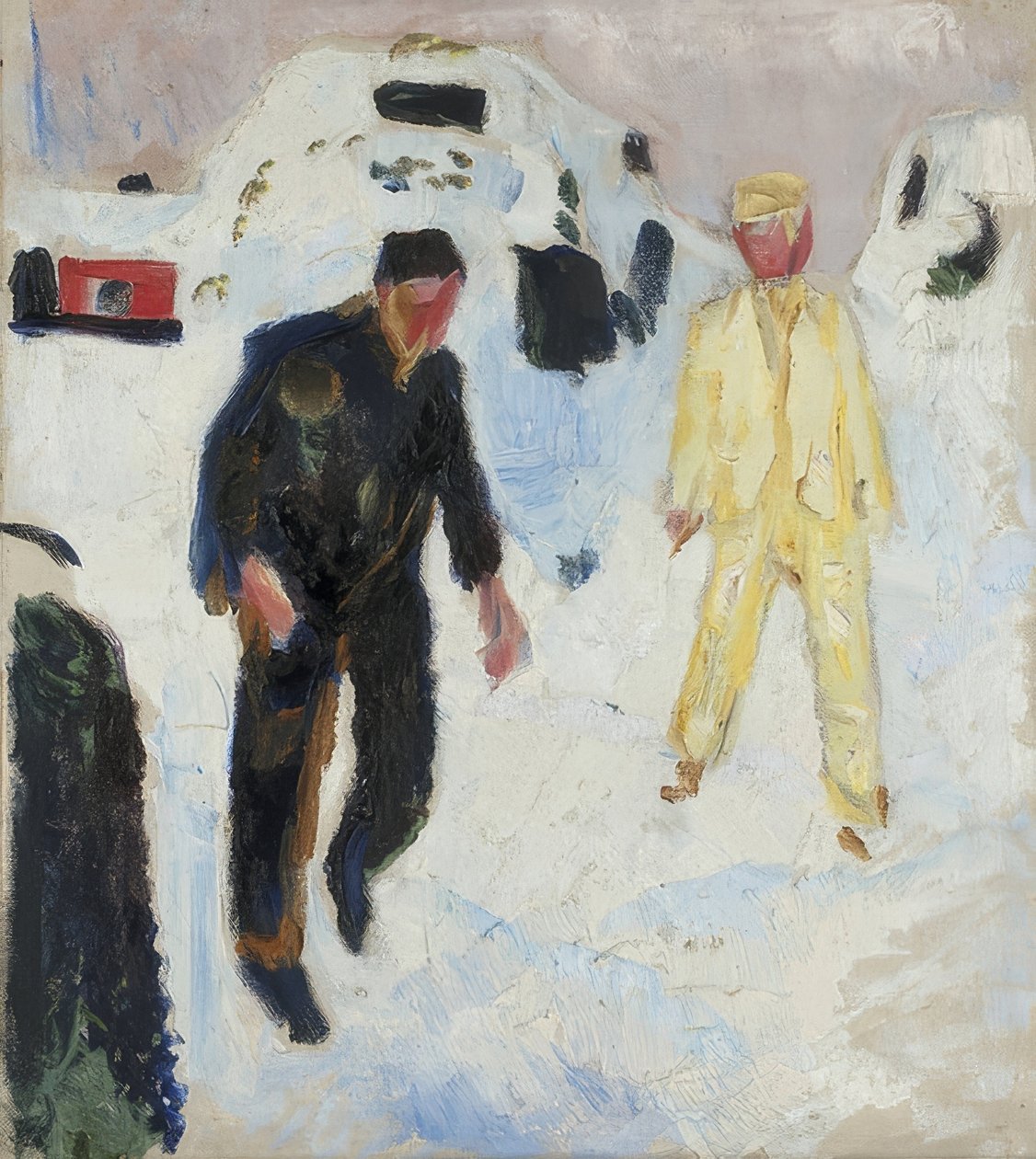 Svart och gul man i snön. 1910-12 av Edvard Munch