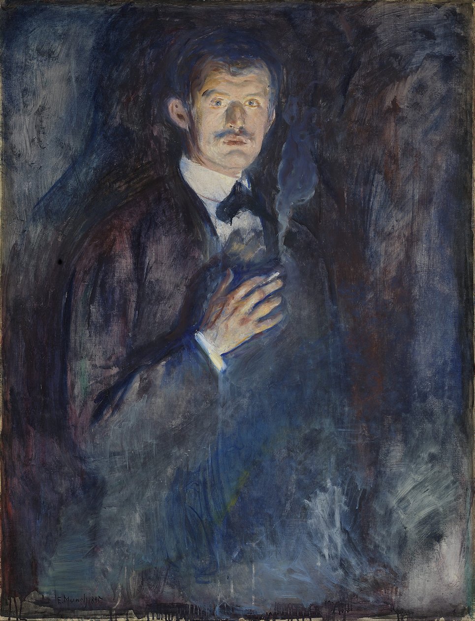 Självporträtt med cigarett av Edvard Munch