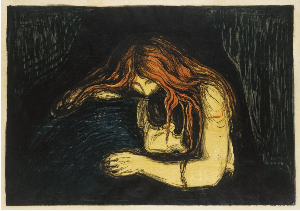 Vampyren II, 1895-1900 av Edvard Munch