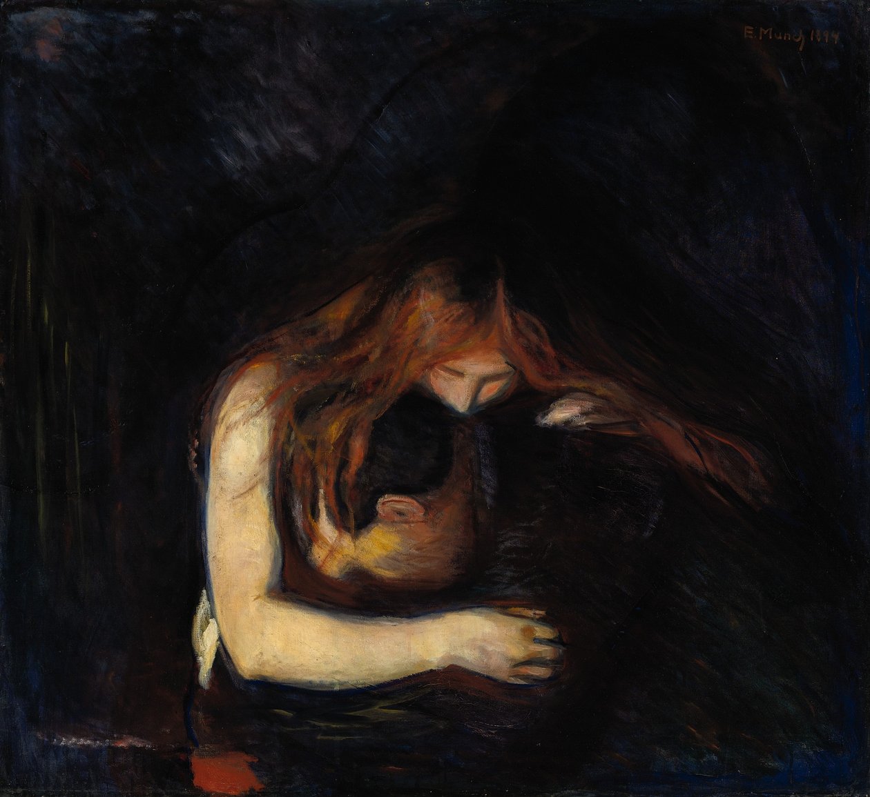 Vampyrens kärlek och smärta, 1894 av Edvard Munch