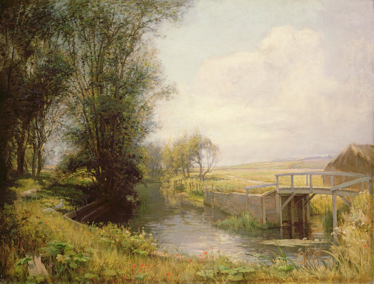 Scen i Oxfordshire av Edward Archibald Brown