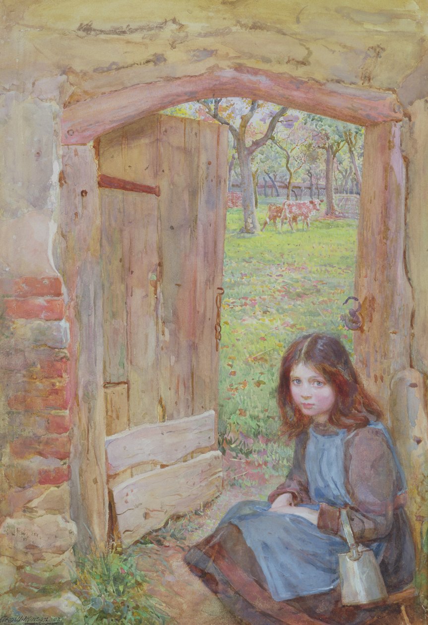 At the Orchard Gate, 1903 (wc och kroppsfärg på papper) av Edward Clegg Wilkinson