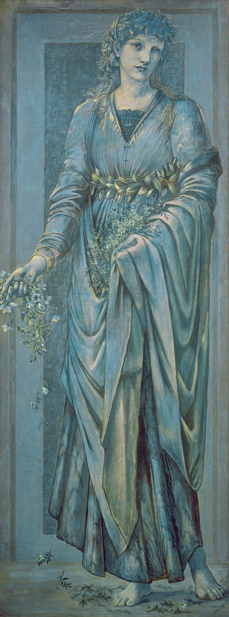 Flora (gouache och guldfärg på papper) av Edward Burne Jones