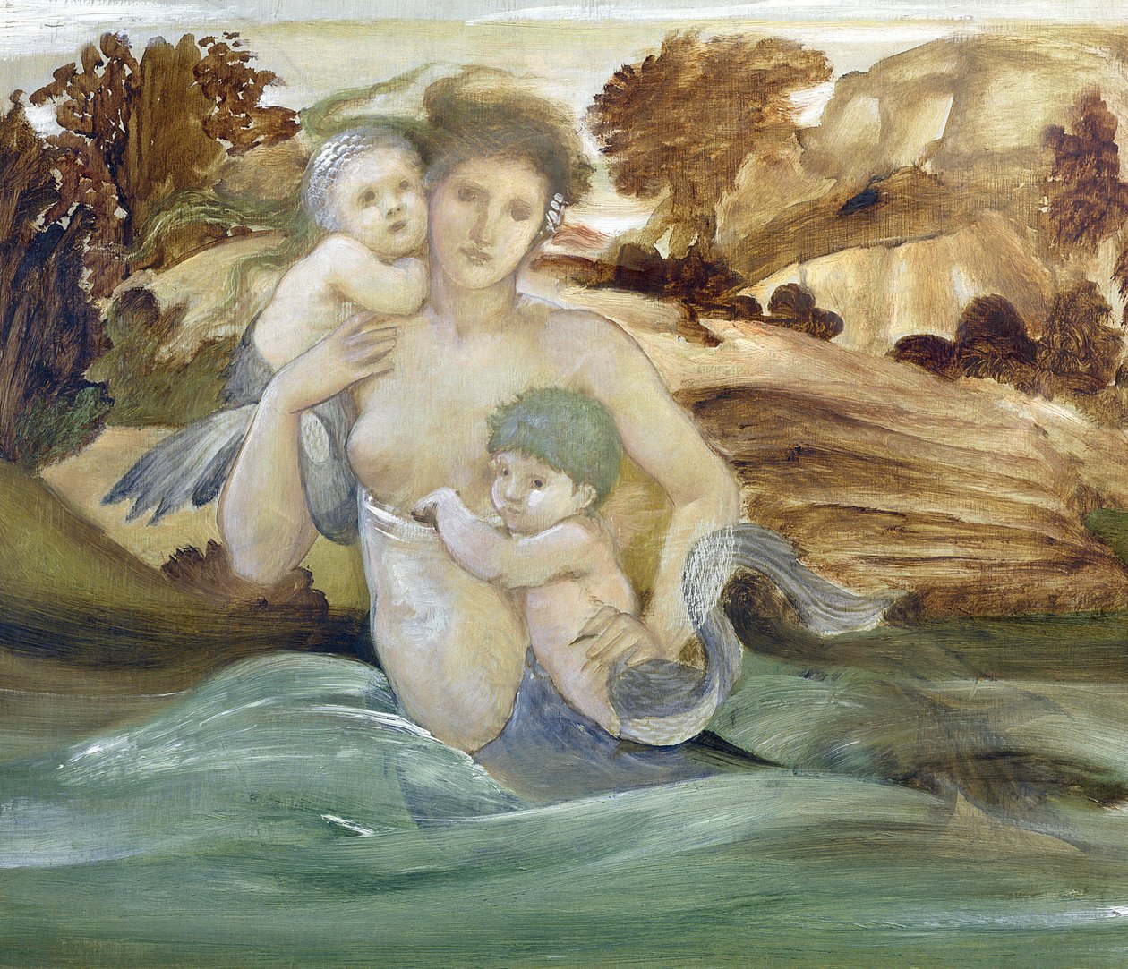 Sjöjungfru med sin avkomma av Edward Burne Jones