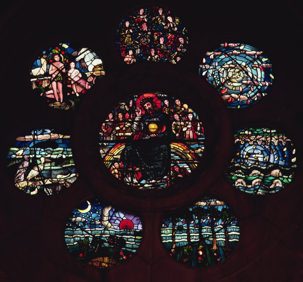 Rosenfönster (målat glas) av Edward Burne Jones