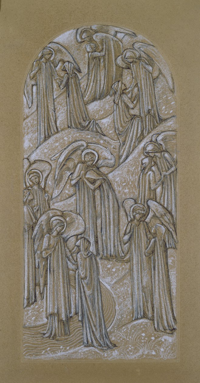 Studie för ett glasmålningsfönster (krita på papper) av Edward Burne Jones