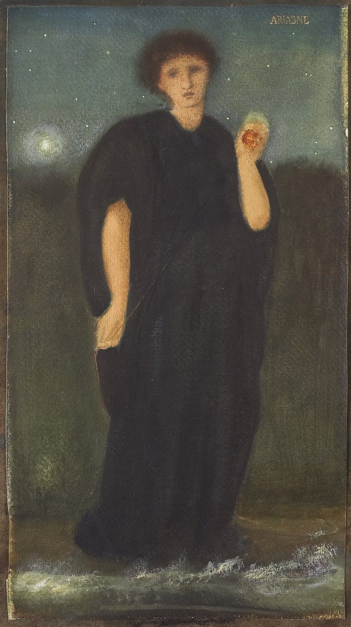 Ariadne, ca 1867 (wc & gouache med ogenomskinlig vit, förhöjd med gummi arabic på vävt papper) av Edward Burne Jones