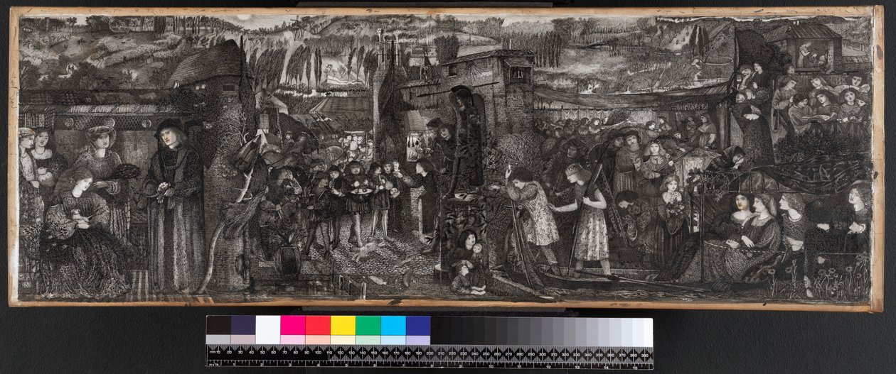Buondelmontes bröllop, 1859 (bläck och tvätt på pergament) av Edward Burne Jones