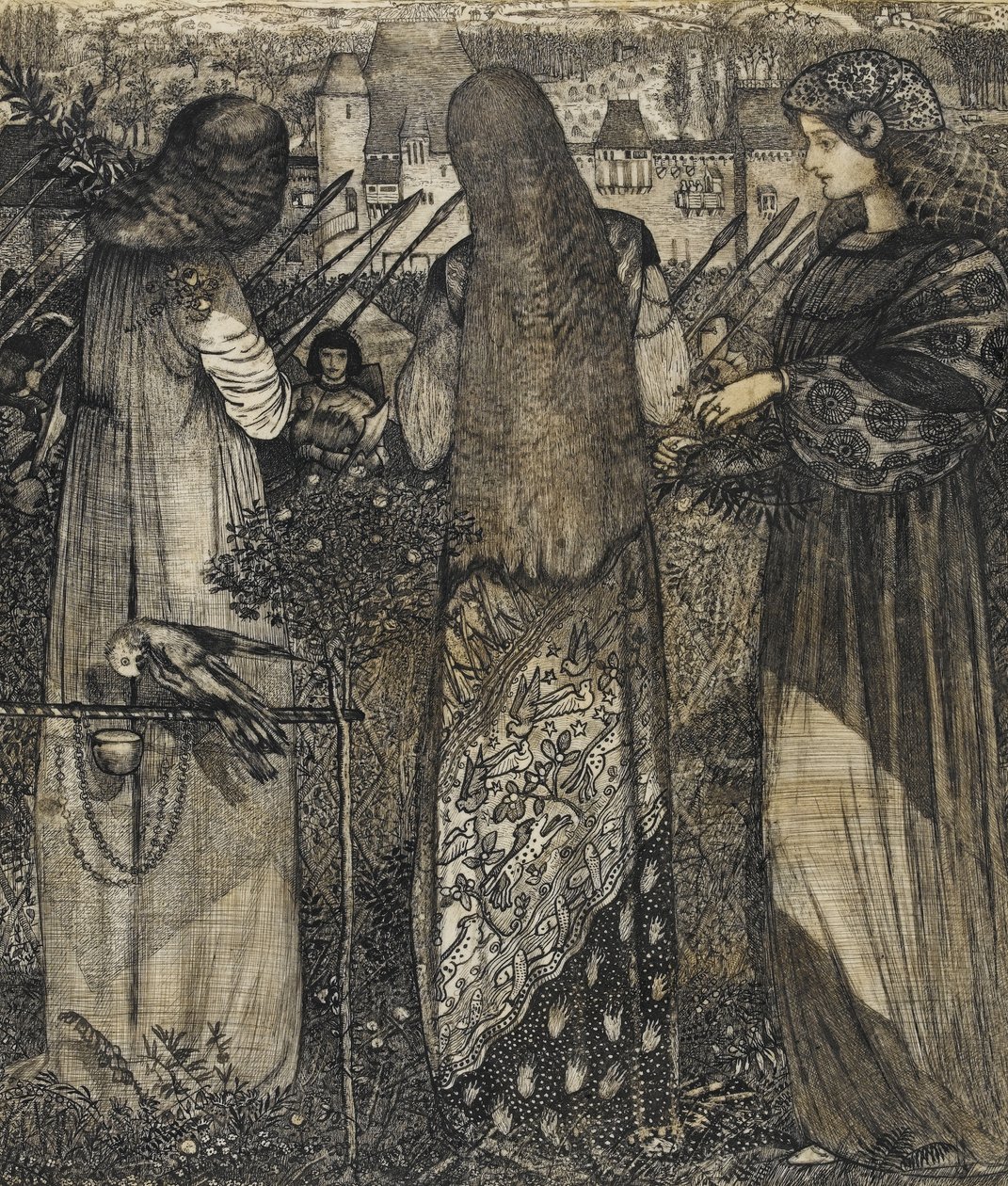Going to the Battle, 1858 (bläck och tvätt på veläng) av Edward Burne Jones
