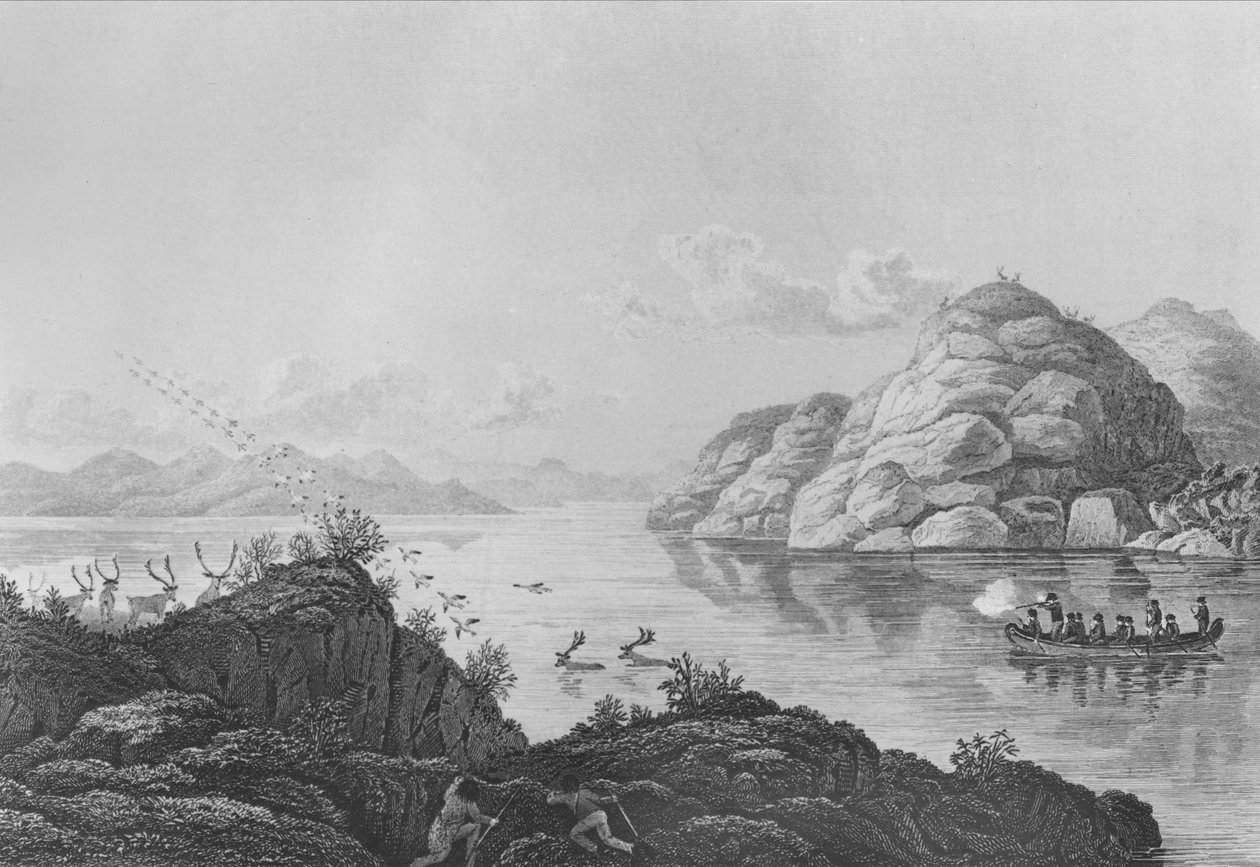 Franklins expedition på jakt vid Mårten Lake, 1820 av Edward Francis Finden