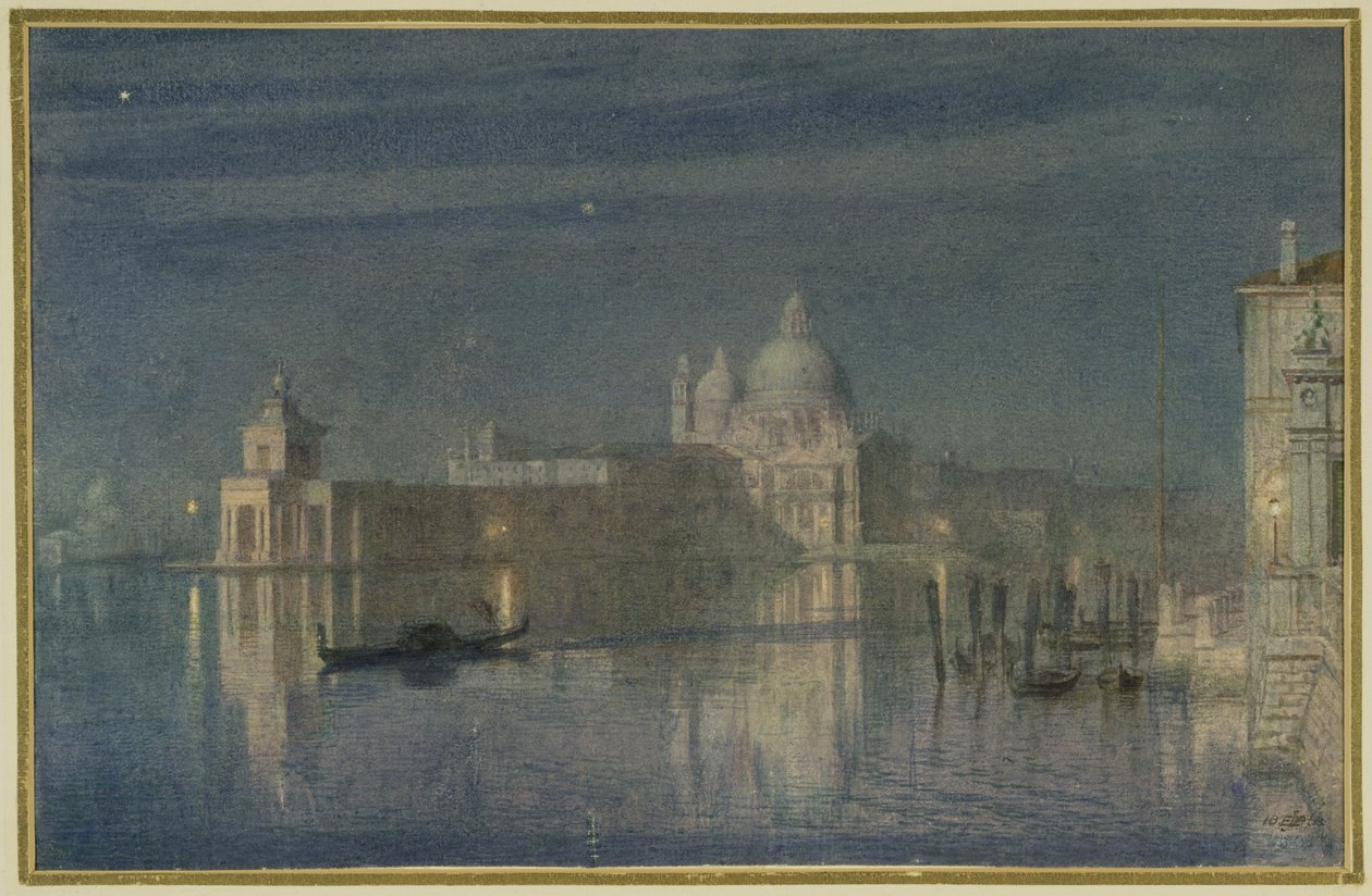 Santa Maria Della Salute, Venedig, månsken, 1863 av Edward John Poynter