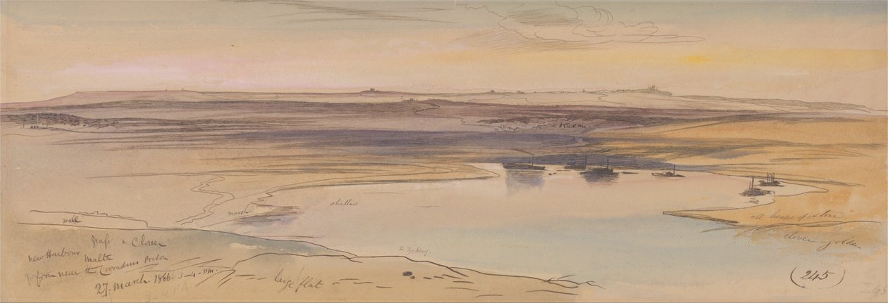 New Harbour, Malta av Edward Lear