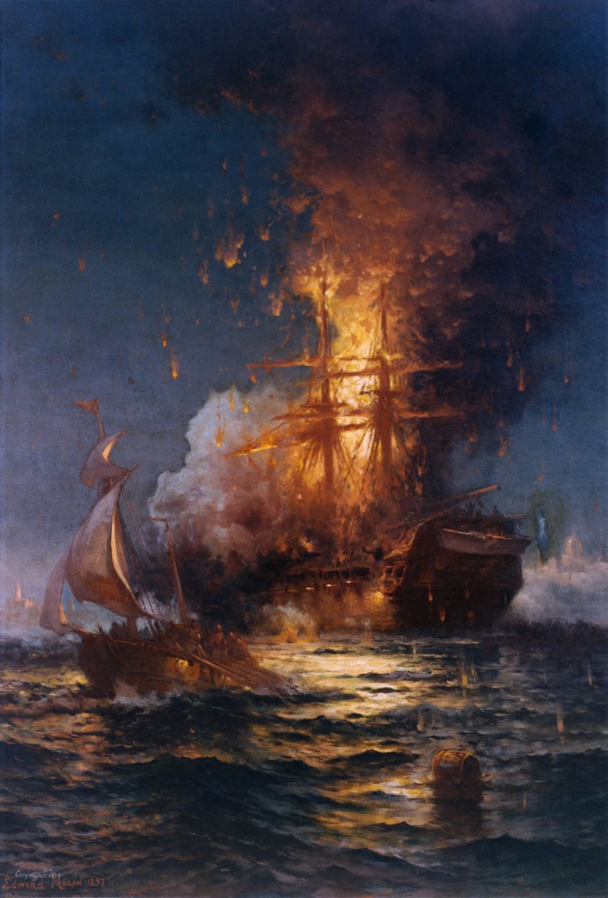 Burning of the Frigate Philadelphia in the Harbor of Tripoli av Edward Moran