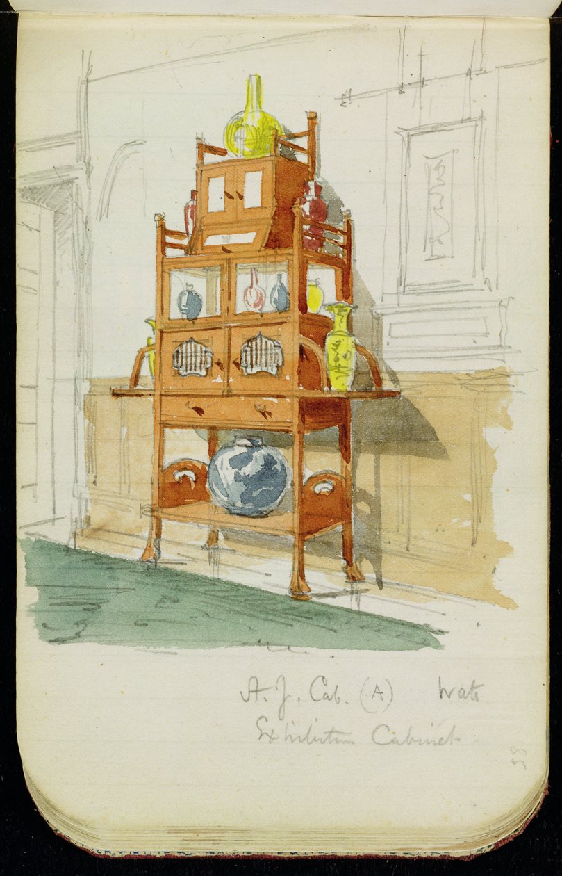 Utställningsskåp, ca 1860-70-talen (wc och penna på papper) av Edward William Godwin