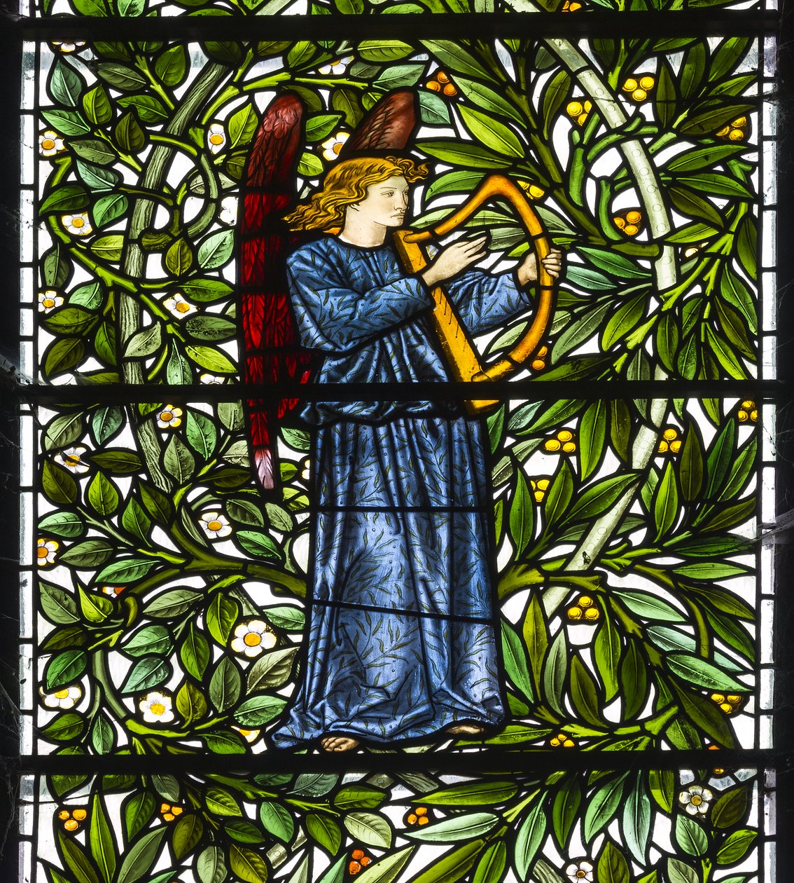 Nun Monkton, St Mary, Morris Marshall & Faulkner & Co, William Morris, Edward Burne-Jones, ängelmusiker, 1873 av Edward and Morris Burne Jones