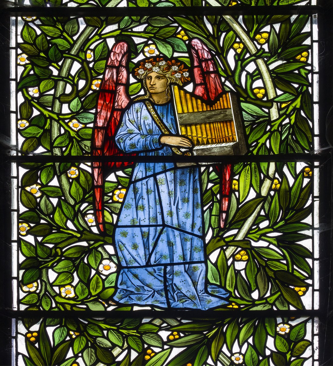 Nun Monkton, St Mary, Morris Marshall & Faulkner & Co, William Morris, Edward Burne-Jones, ängelmusiker, 1873 av Edward and Morris Burne Jones