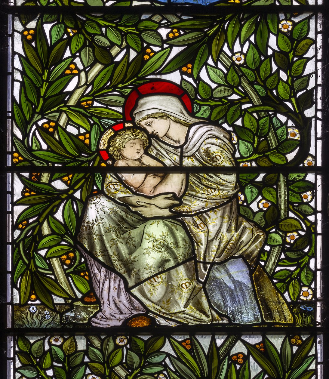 Nun Monkton, St Mary, Morris Marshall & Faulkner & Co, William Morris, Edward Burne-Jones, Madonna & Child, 1873 av Edward and Morris Burne Jones