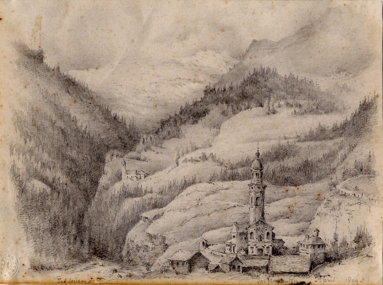 Tiefencastel, Schweiz, 1899 av Edward Adrian Wilson