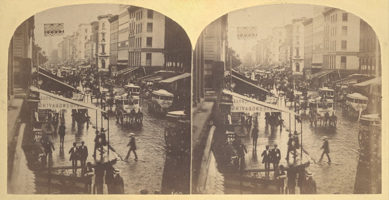 Broadway på en regnig dag, 1859. av Edward Anthony