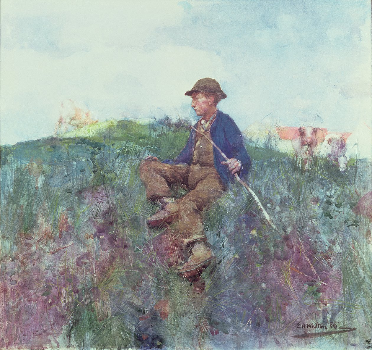 The Herdboy, 1886 (wc) av Edward Arthur Walton
