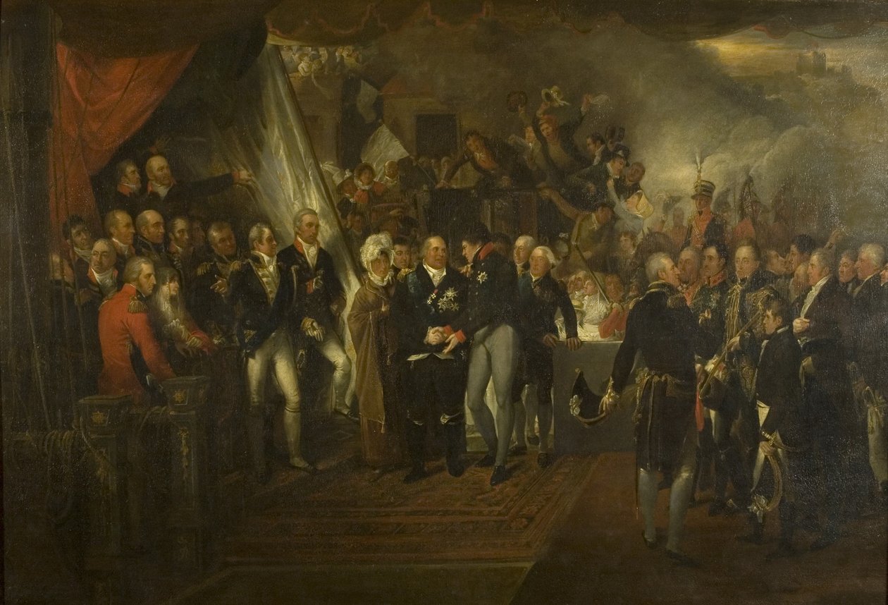 Ludvig XVIII:s ombordstigning i Dover av Edward Bird