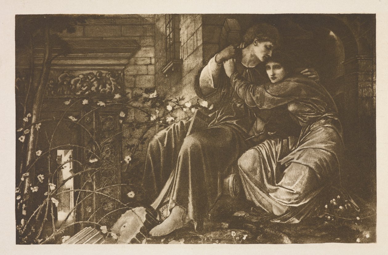 Kärlek bland ruinerna av Edward Coley (after) Burne Jones