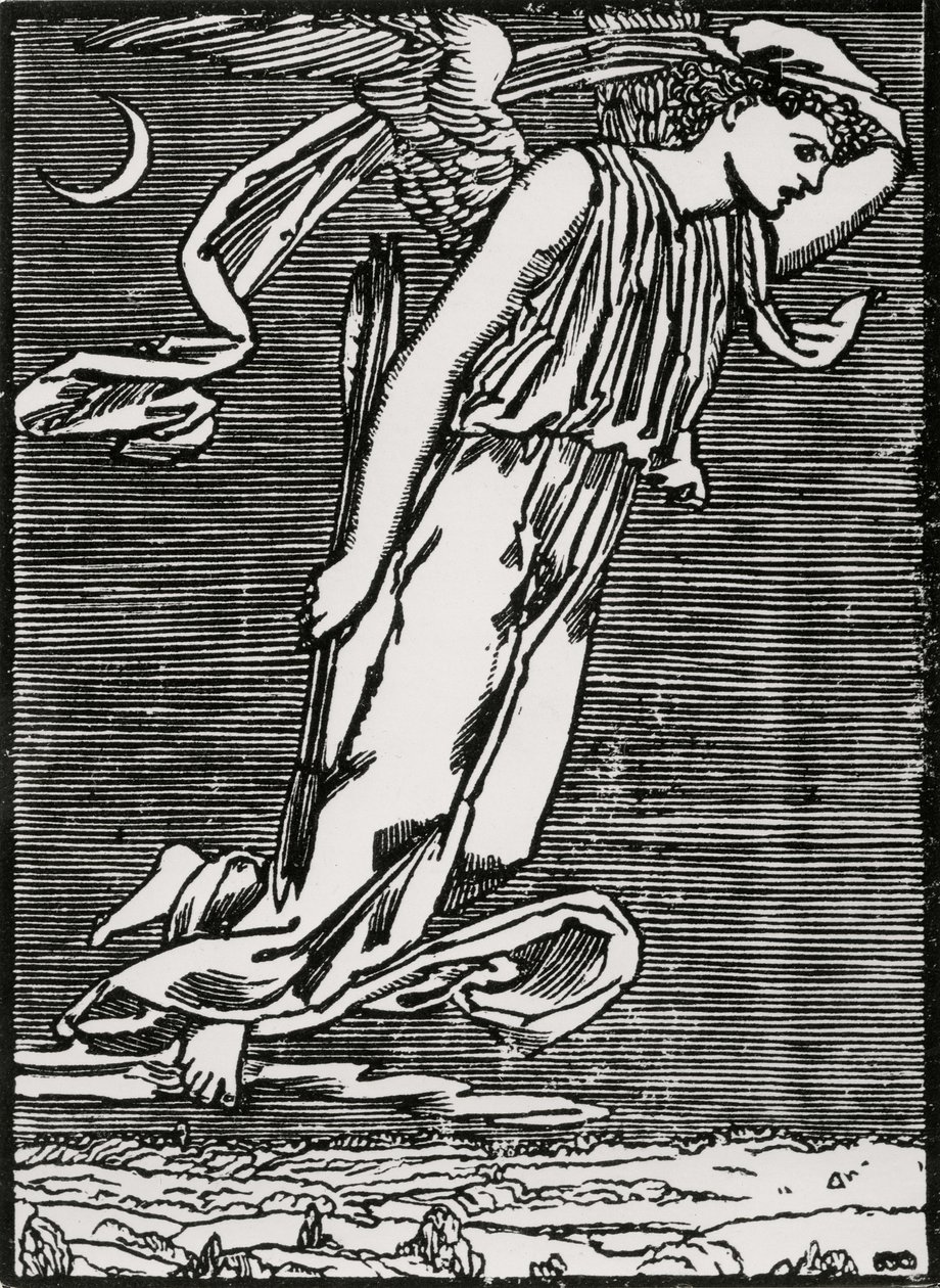 Psyche som väntar Amor av Edward Coley (after) Burne Jones