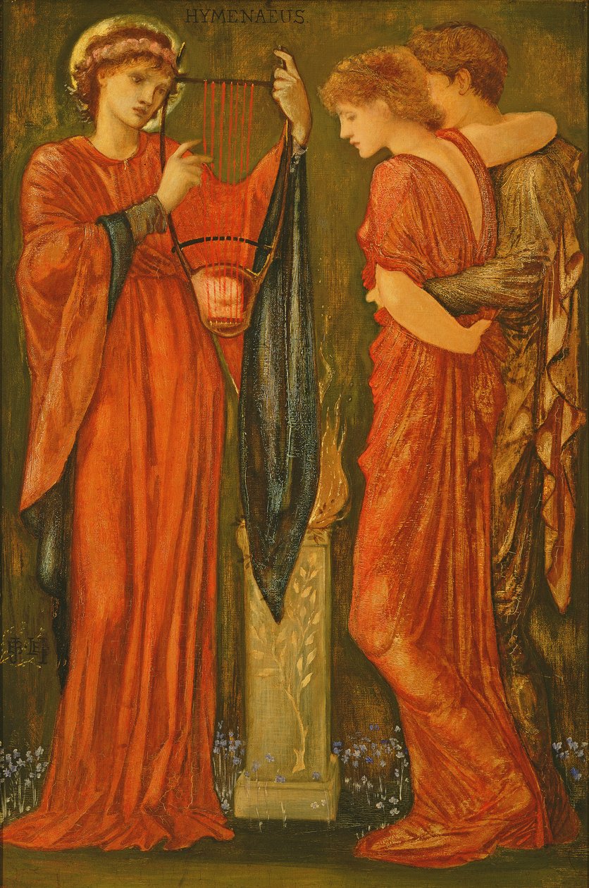 Hymenaeus (olja & bladguld på panel) av Edward Coley Burne Jones