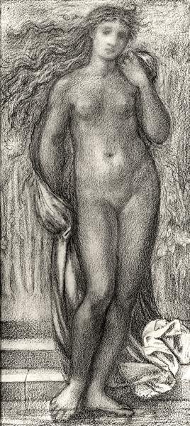Sommar (penna och röd krita) (s/v foto) av Edward Coley Burne Jones