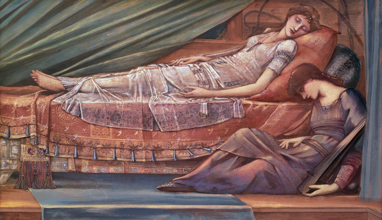 The Sleeping Princess (olja på duk) av Edward Coley Burne Jones