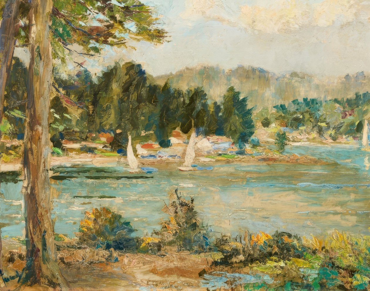 Segelbåtar på sjön av Edward Cucuel