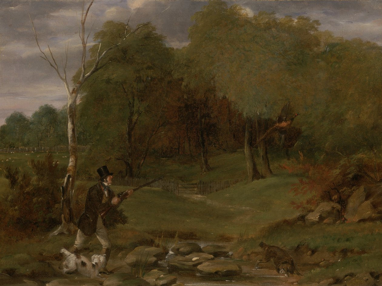 Fasanskjutning (olja på frässkiva) av Edward Duncan