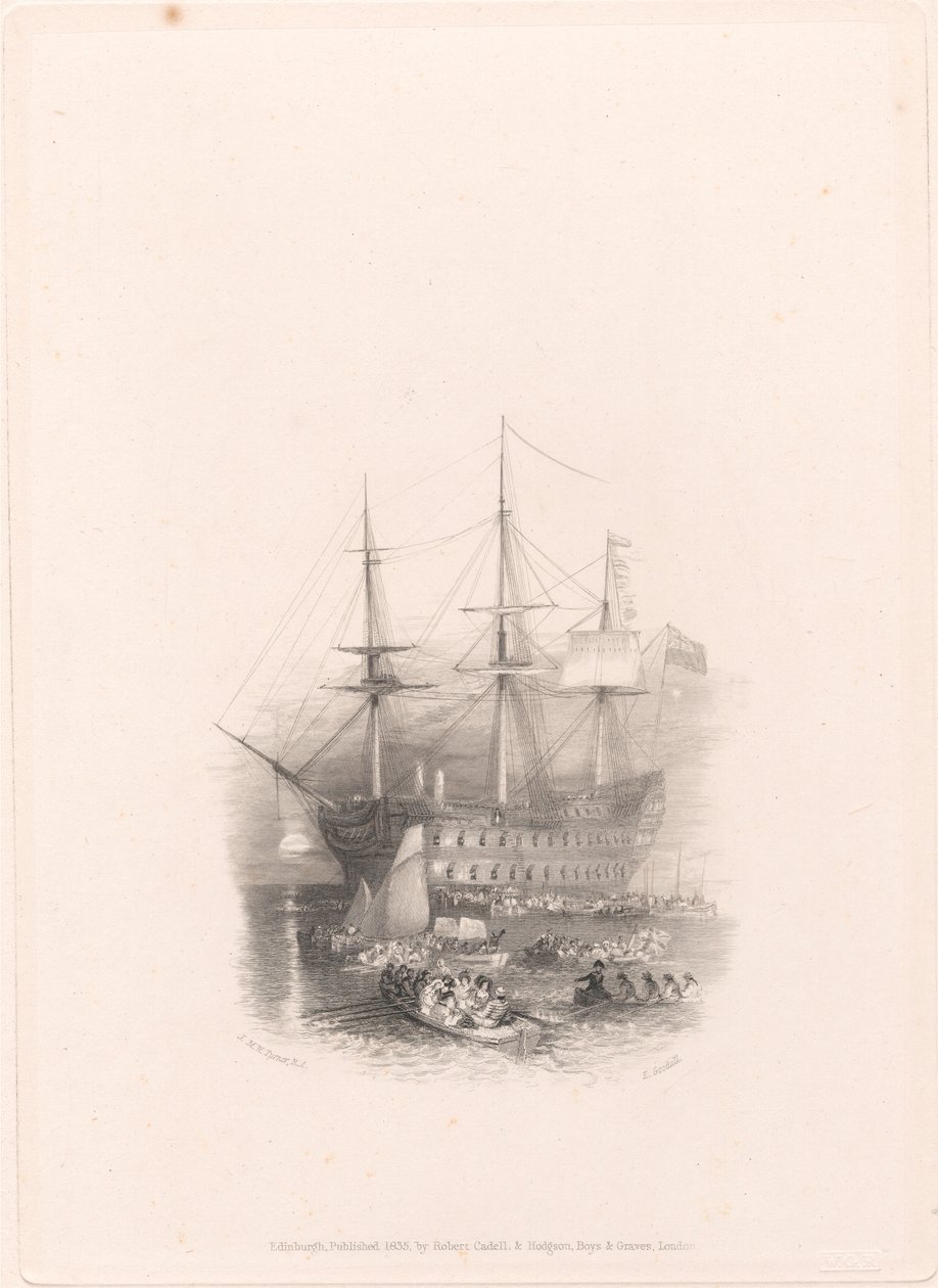 Bellerophon, Plymouth Sound av Edward Goodall