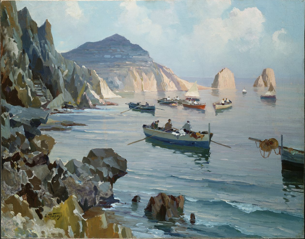 Båtar i en klippig vik av Edward Henry Potthast