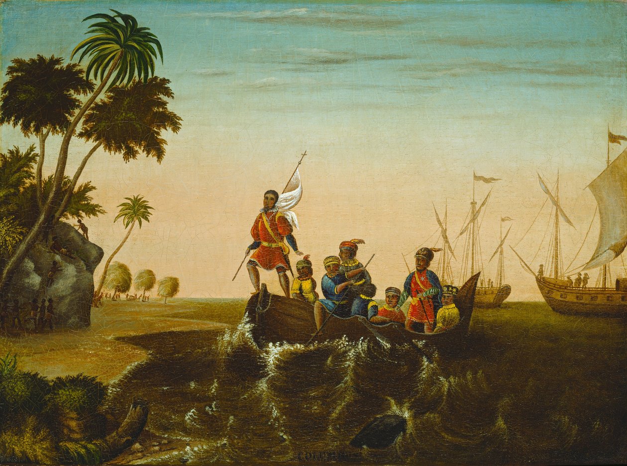 Landningen av Columbus, ca. 1837. av Edward Hicks