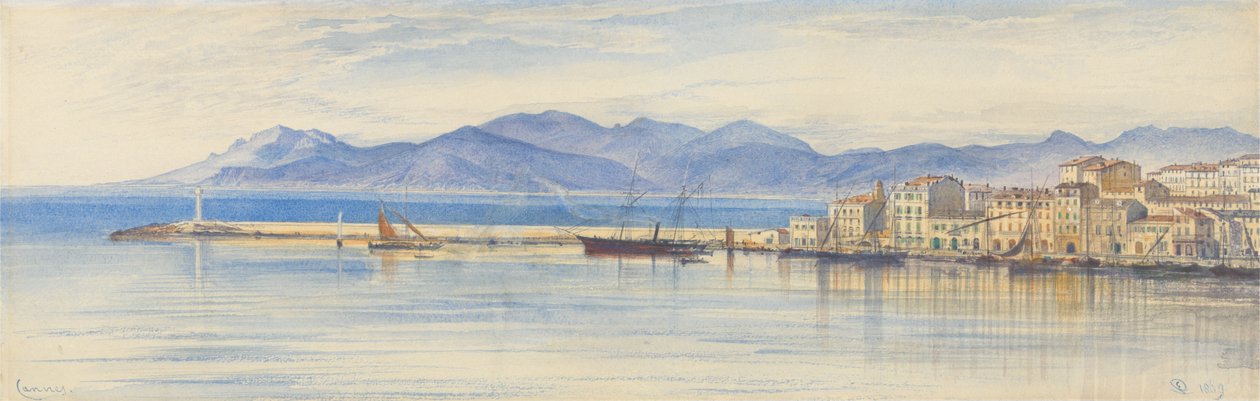 Utsikt över hamnen i Cannes av Edward Lear