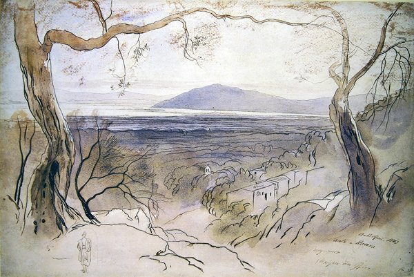 Utsikt över Levkas, Joniska öarna av Edward Lear