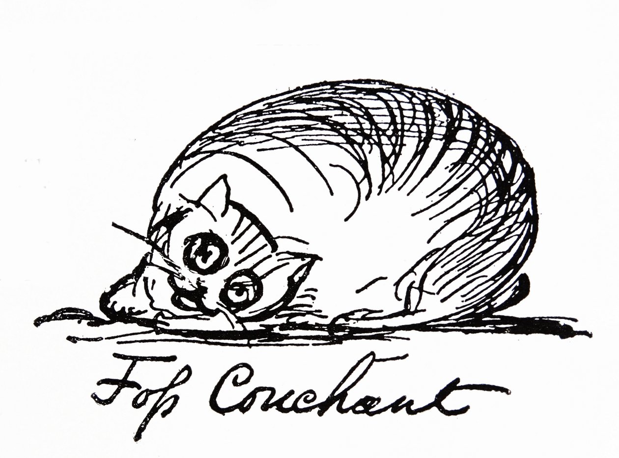 En kattkaraktär (teckning) av Edward Lear